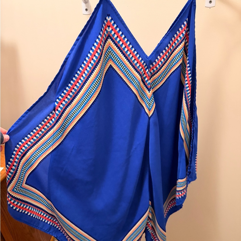 Lily White Vibrant Blue Women's Camisole with Patterned Trim